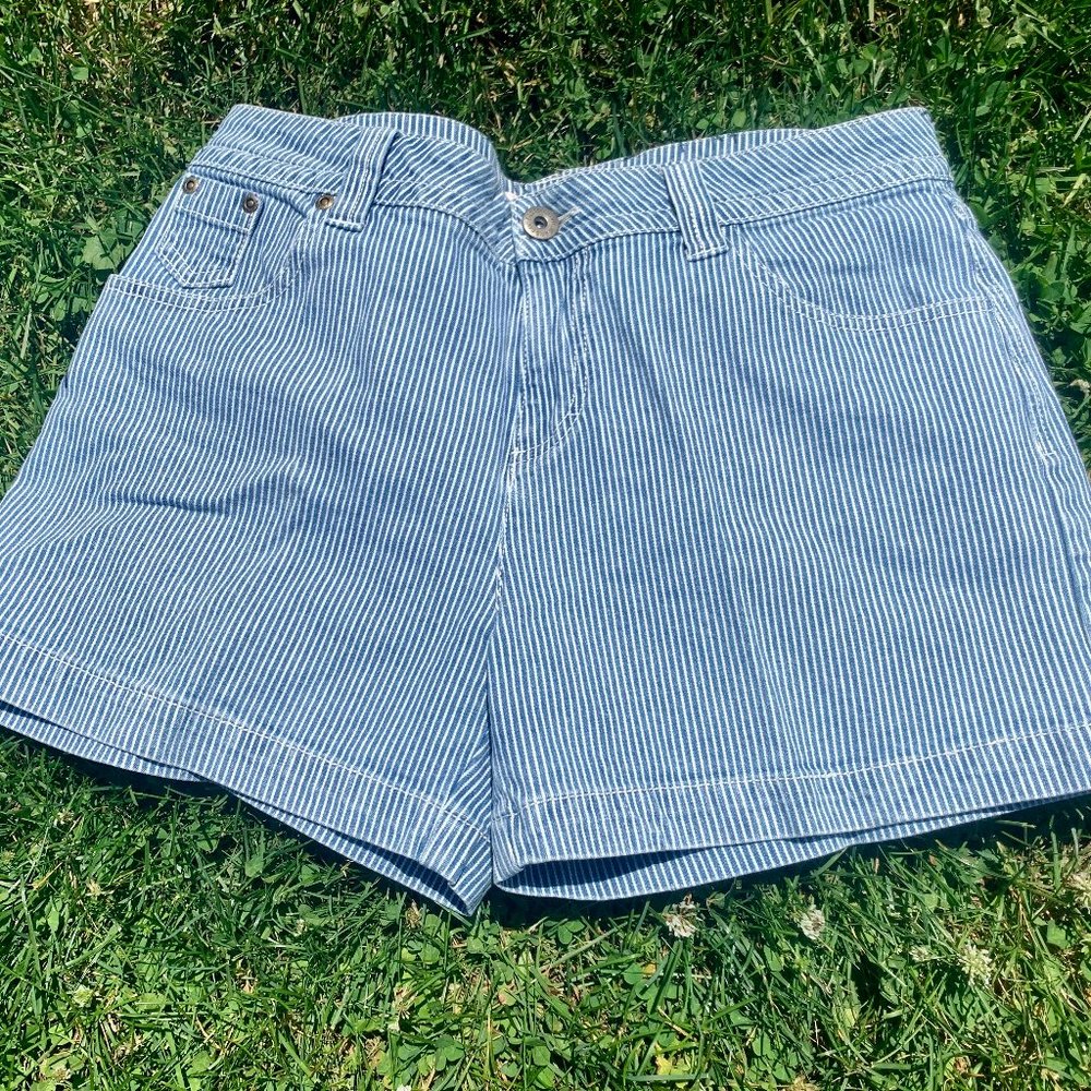"Faded Glory" shorts, railroad stripe, size 6